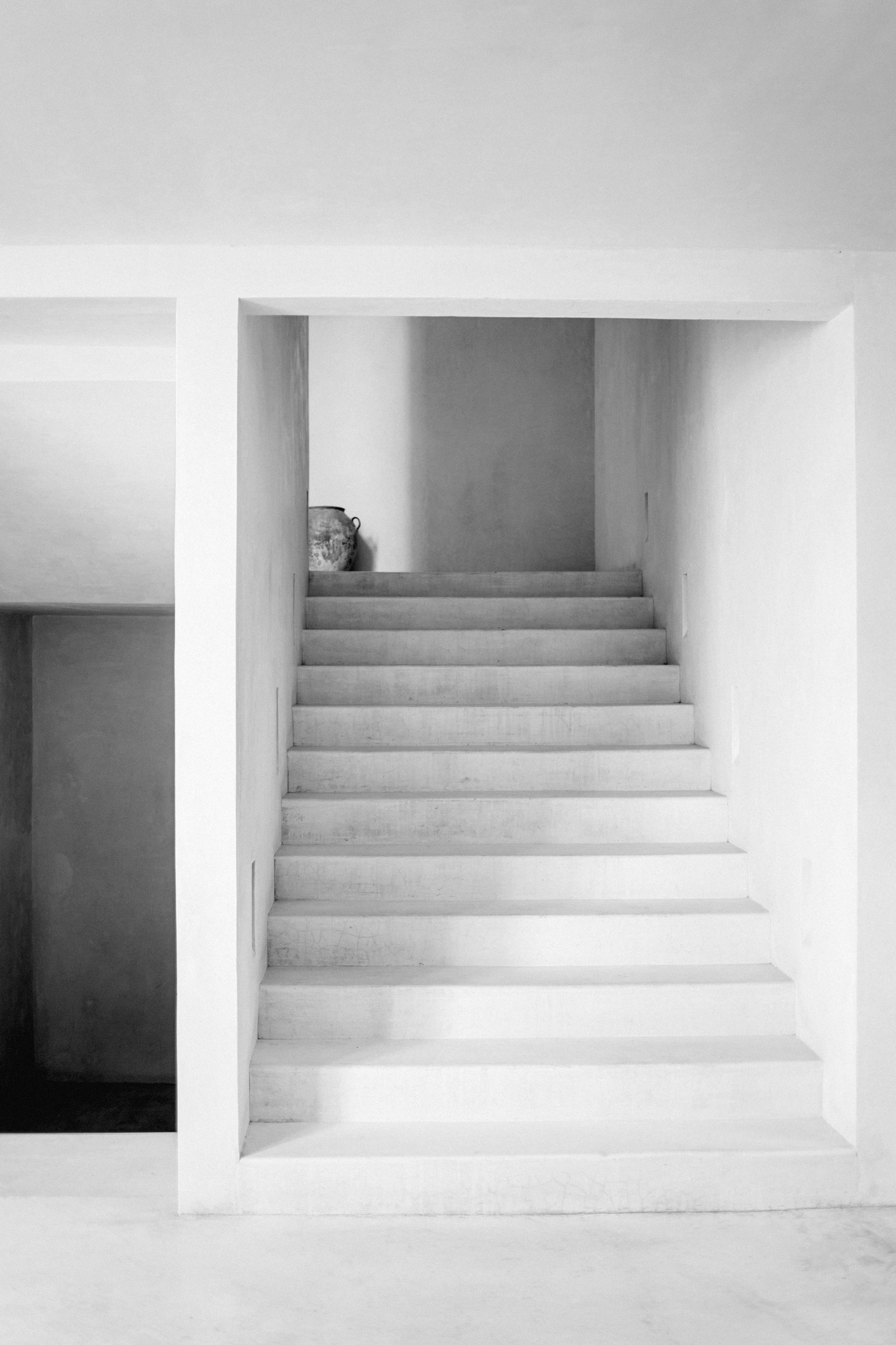 A white staircase in daylight